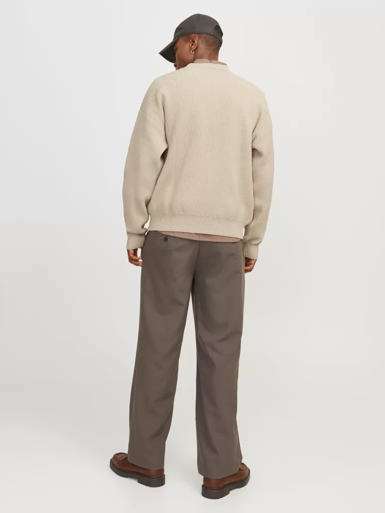JACK & JONES Swetry^Nadruk Sweter wkładany przez głowę Beżowy
