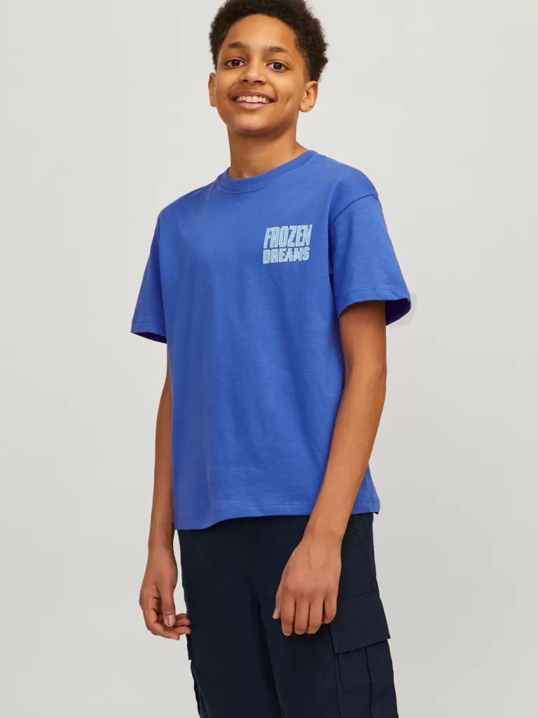 JACK & JONES Koszulki^Nadruk T-shirt Junior Niebieski