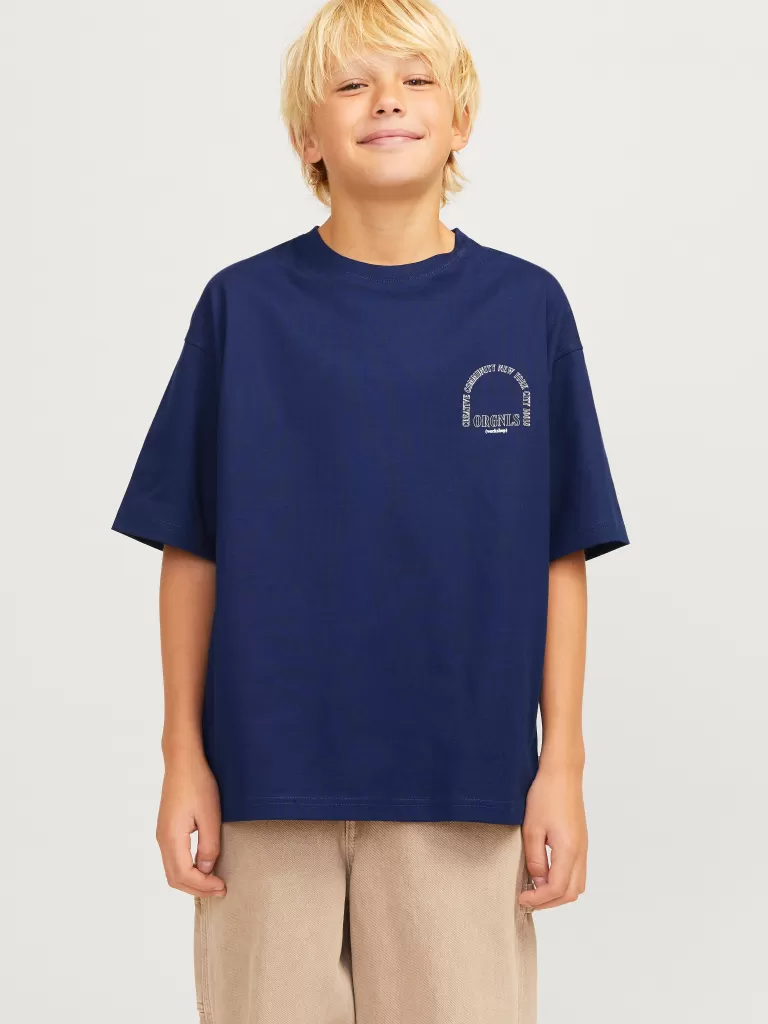 JACK & JONES Koszulki^Nadruk T-shirt Junior Niebieski