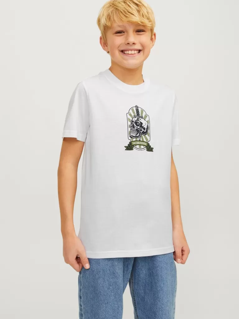 JACK & JONES Koszulki^Nadruk T-shirt Junior Biały