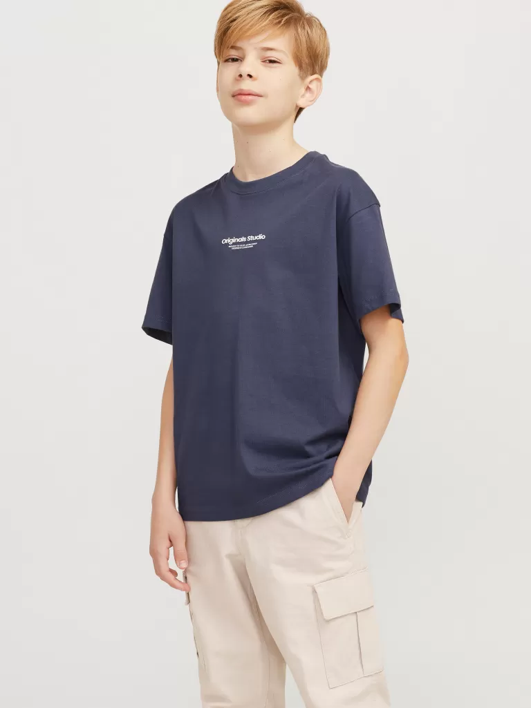 JACK & JONES Koszulki^Nadruk T-shirt Junior Niebieski