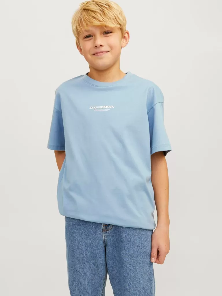 JACK & JONES Koszulki^Nadruk T-shirt Junior Niebieski