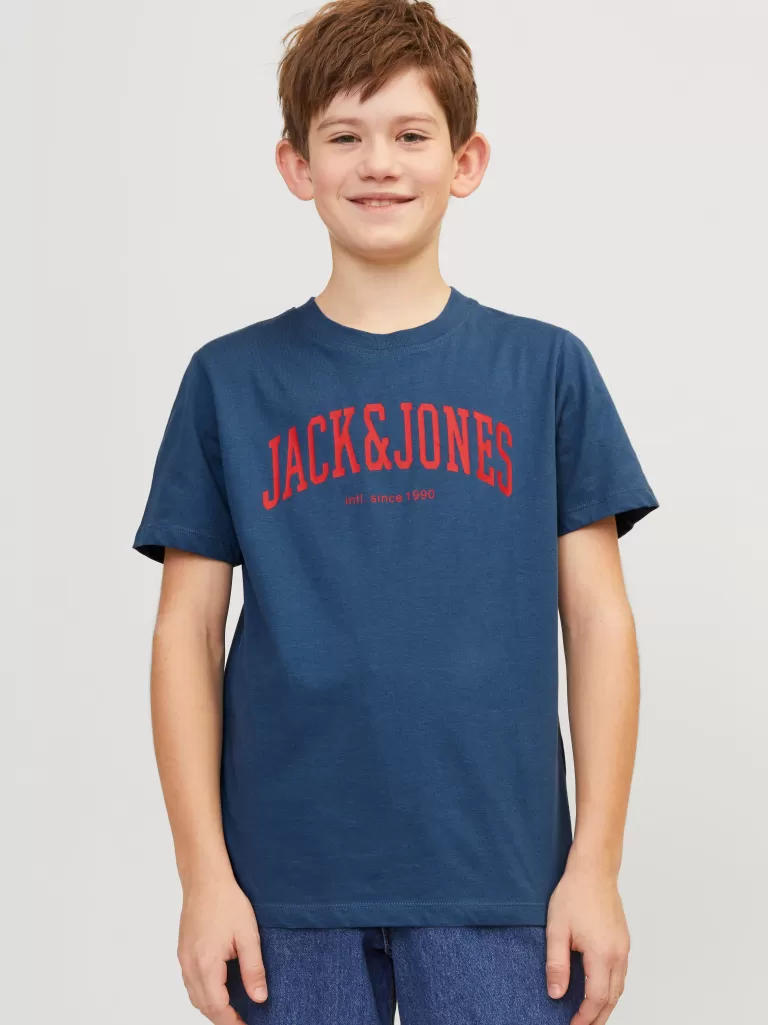JACK & JONES Koszulki^Nadruk T-shirt Junior Niebieski