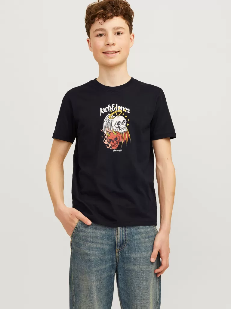 JACK & JONES Koszulki^Nadruk T-shirt Junior Czarny