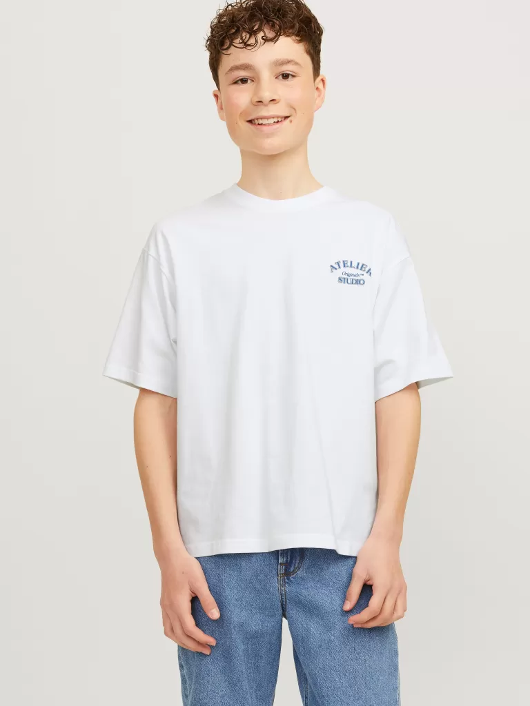 JACK & JONES Koszulki | Wyprzedaż^Nadruk T-shirt Junior Biały