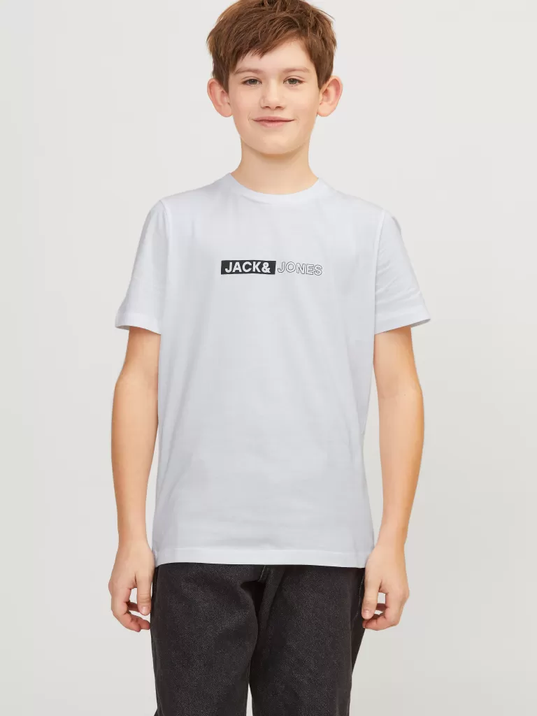 JACK & JONES Koszulki | Wyprzedaż^Nadruk T-shirt Junior Biały