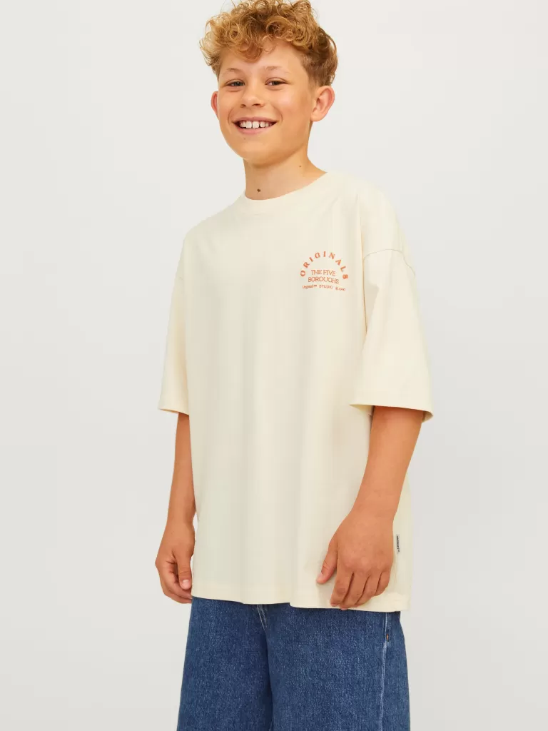 JACK & JONES Koszulki | Wyprzedaż^Nadruk T-shirt Junior Biały