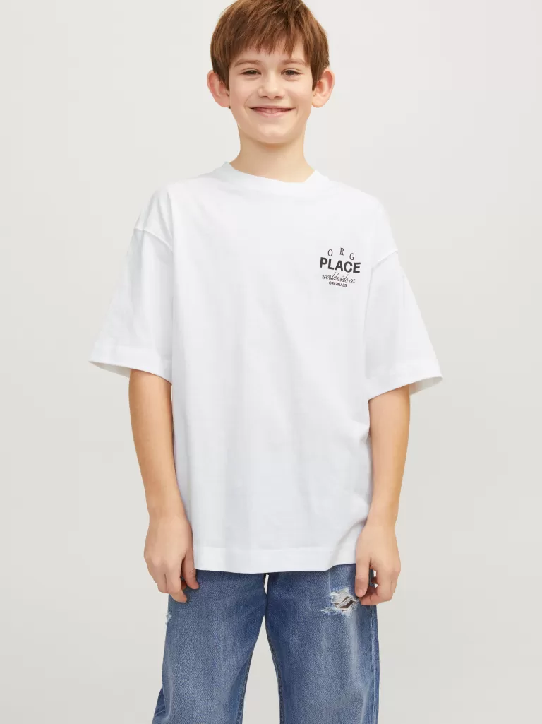 JACK & JONES Koszulki | Wyprzedaż^Nadruk T-shirt Junior Biały