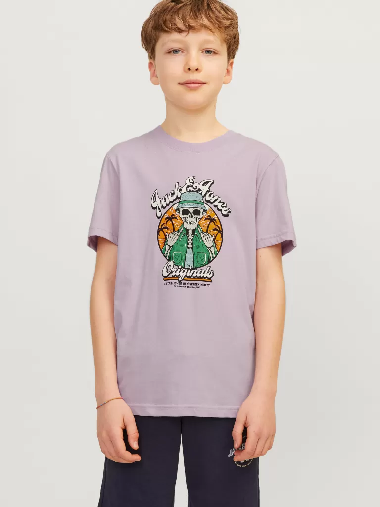 JACK & JONES Koszulki | Wyprzedaż^Nadruk T-shirt Junior Fioletowy
