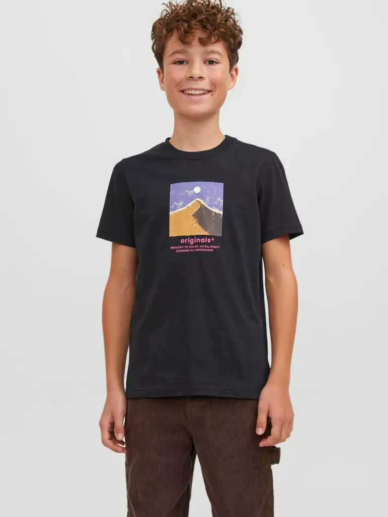 JACK & JONES Koszulki | Wyprzedaż^Nadruk T-shirt Junior Czarny
