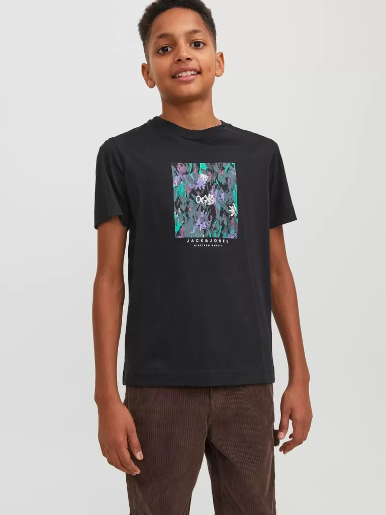 JACK & JONES Koszulki | Wyprzedaż^Nadruk T-shirt Junior Czarny
