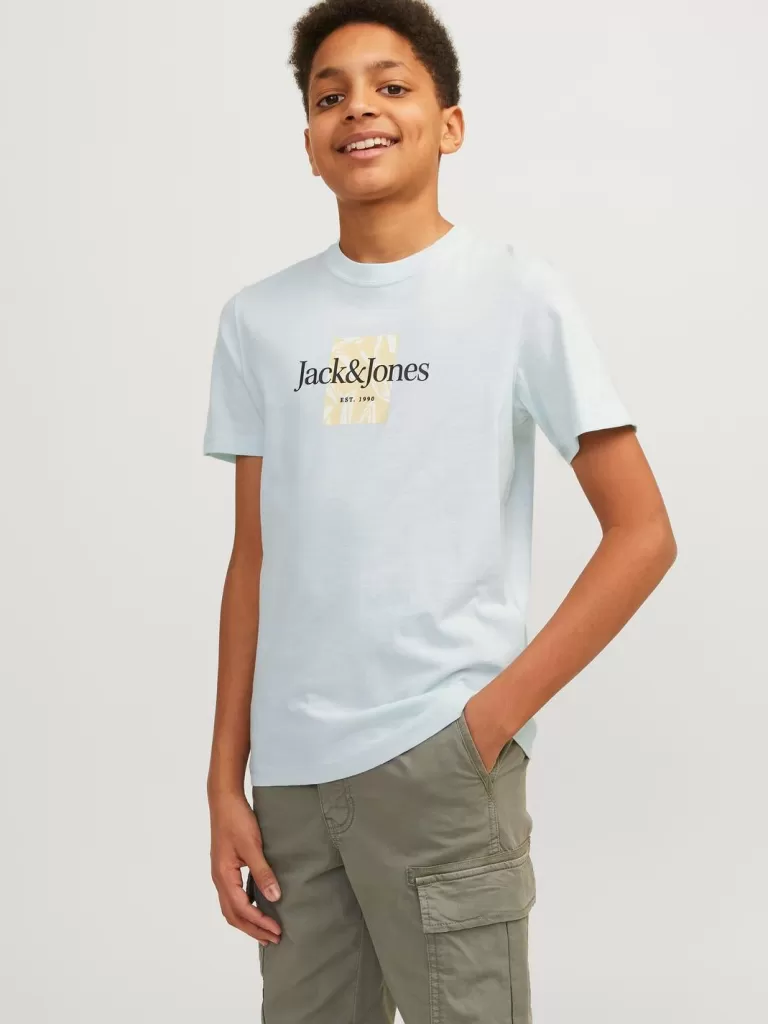 JACK & JONES Koszulki | Wyprzedaż^Nadruk T-shirt Junior Niebieski