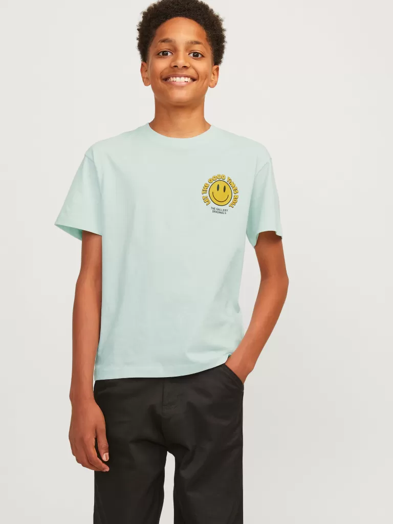 JACK & JONES Koszulki^Nadruk T-shirt Junior Niebieski