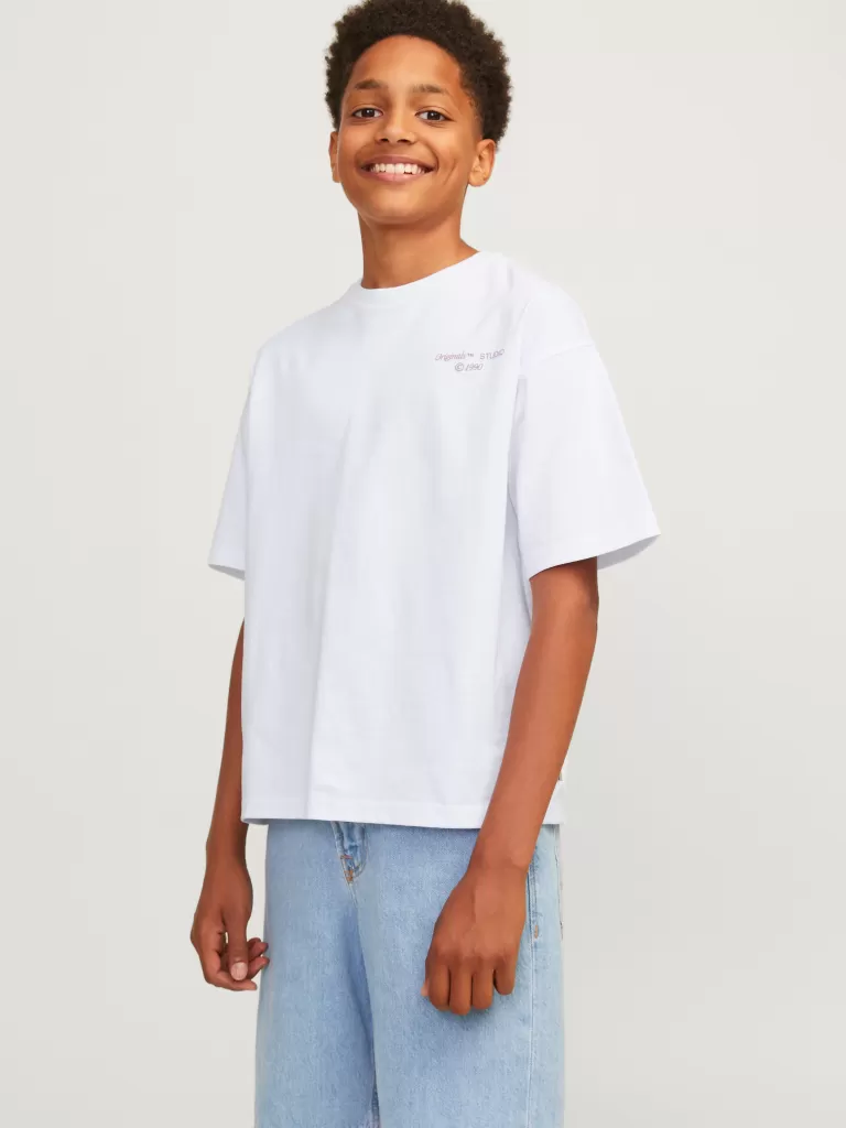JACK & JONES Koszulki^Nadruk T-shirt Junior Biały