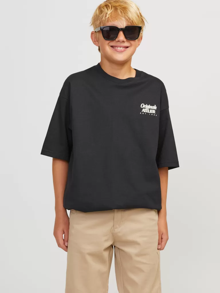 JACK & JONES Koszulki^Nadruk T-shirt Junior Czarny
