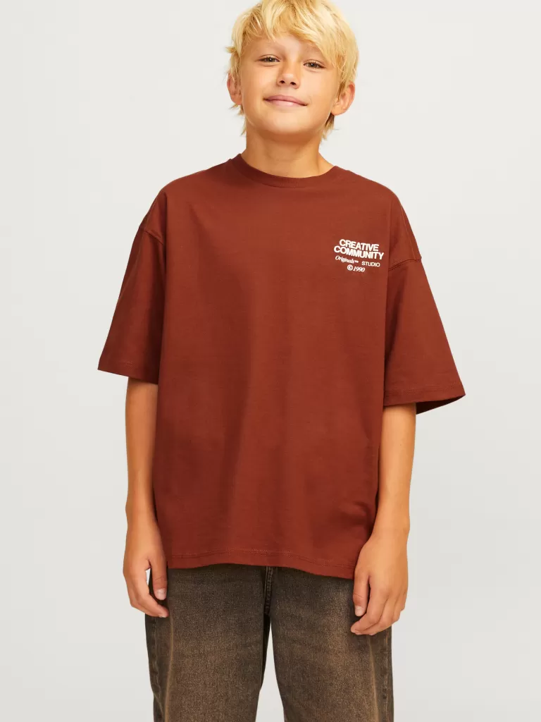JACK & JONES Koszulki^Nadruk T-shirt Junior Czerwony