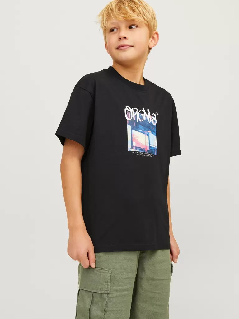 JACK & JONES Koszulki | Wyprzedaż^Nadruk T-shirt Junior Czarny