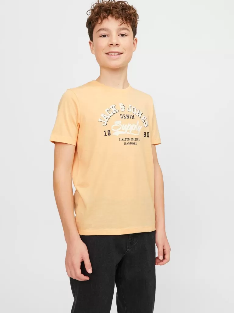 JACK & JONES Koszulki | Wyprzedaż^Nadruk T-shirt Junior Pomarańczowy