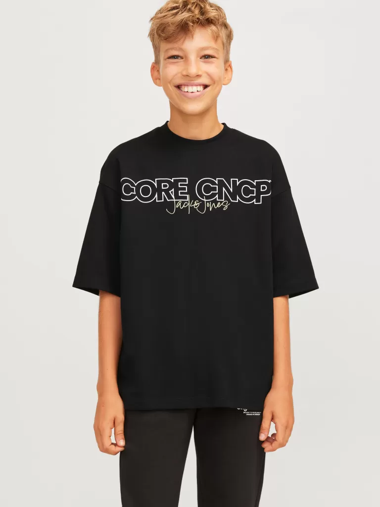 JACK & JONES Koszulki | Wyprzedaż^Nadruk T-shirt Junior Czarny