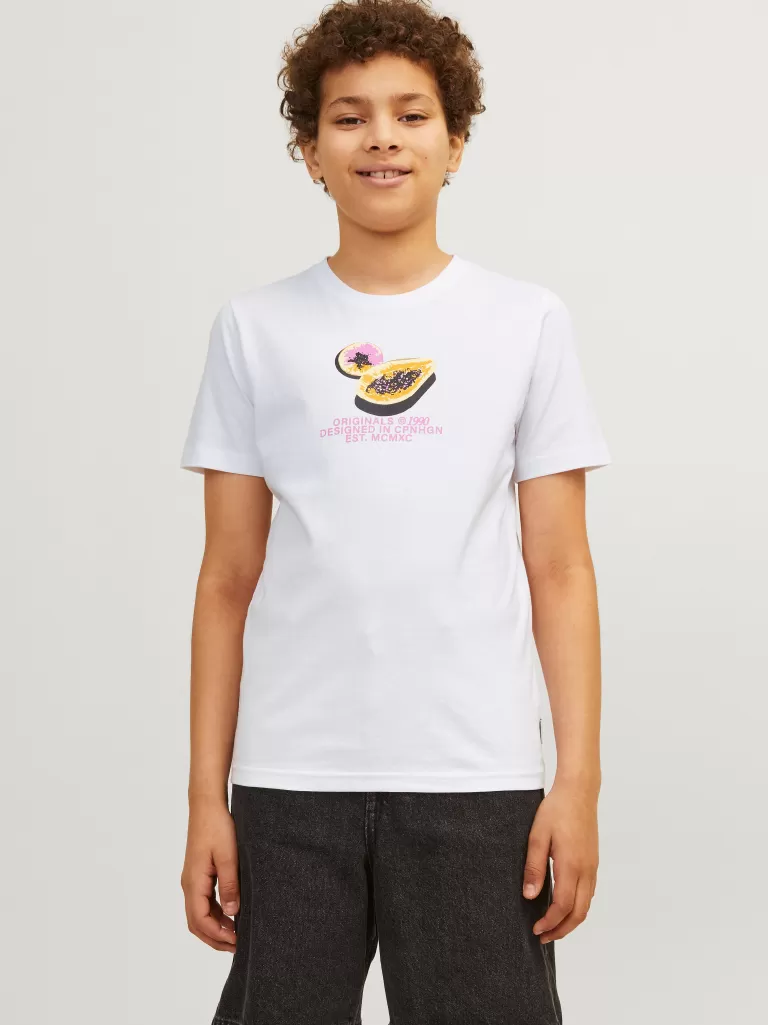 JACK & JONES Koszulki | Wyprzedaż^Nadruk T-shirt Junior Biały