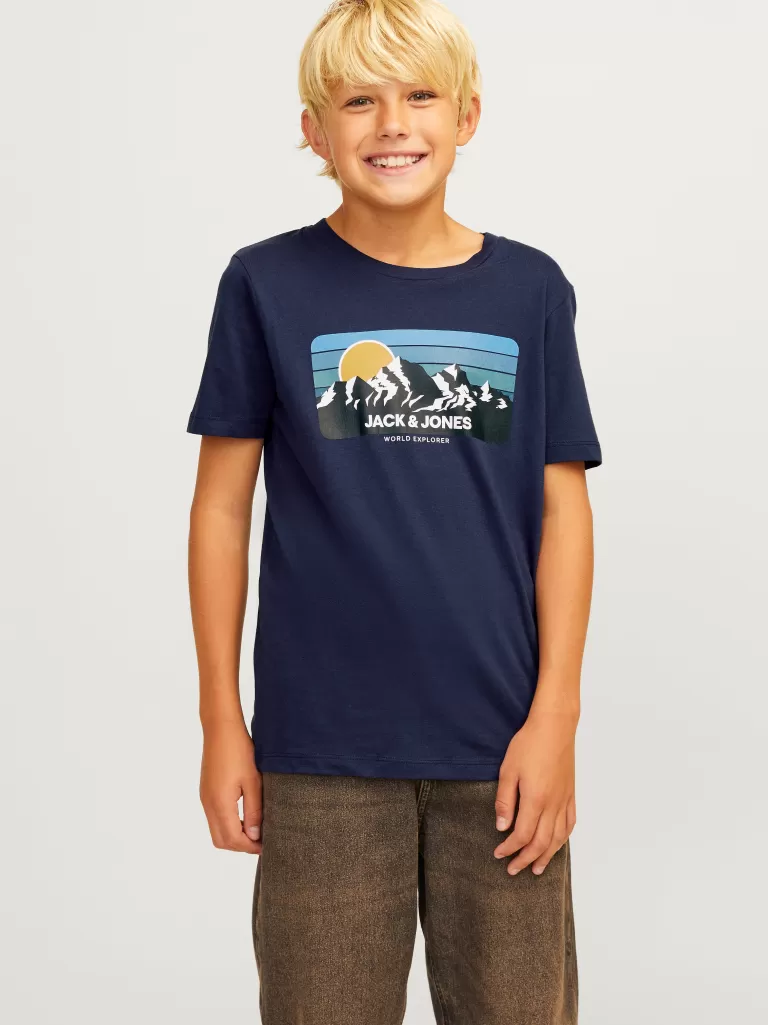 JACK & JONES Koszulki | Wyprzedaż^Nadruk T-shirt Junior Niebieski