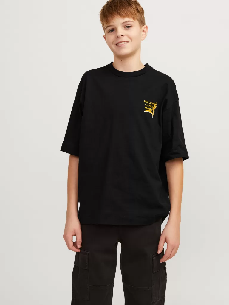 JACK & JONES Koszulki | Wyprzedaż^Nadruk T-shirt Junior Czarny