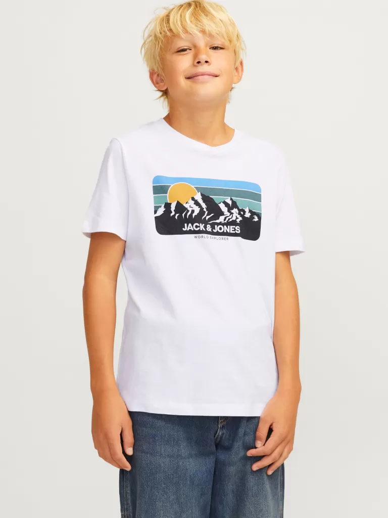 JACK & JONES Koszulki | Wyprzedaż^Nadruk T-shirt Junior Biały