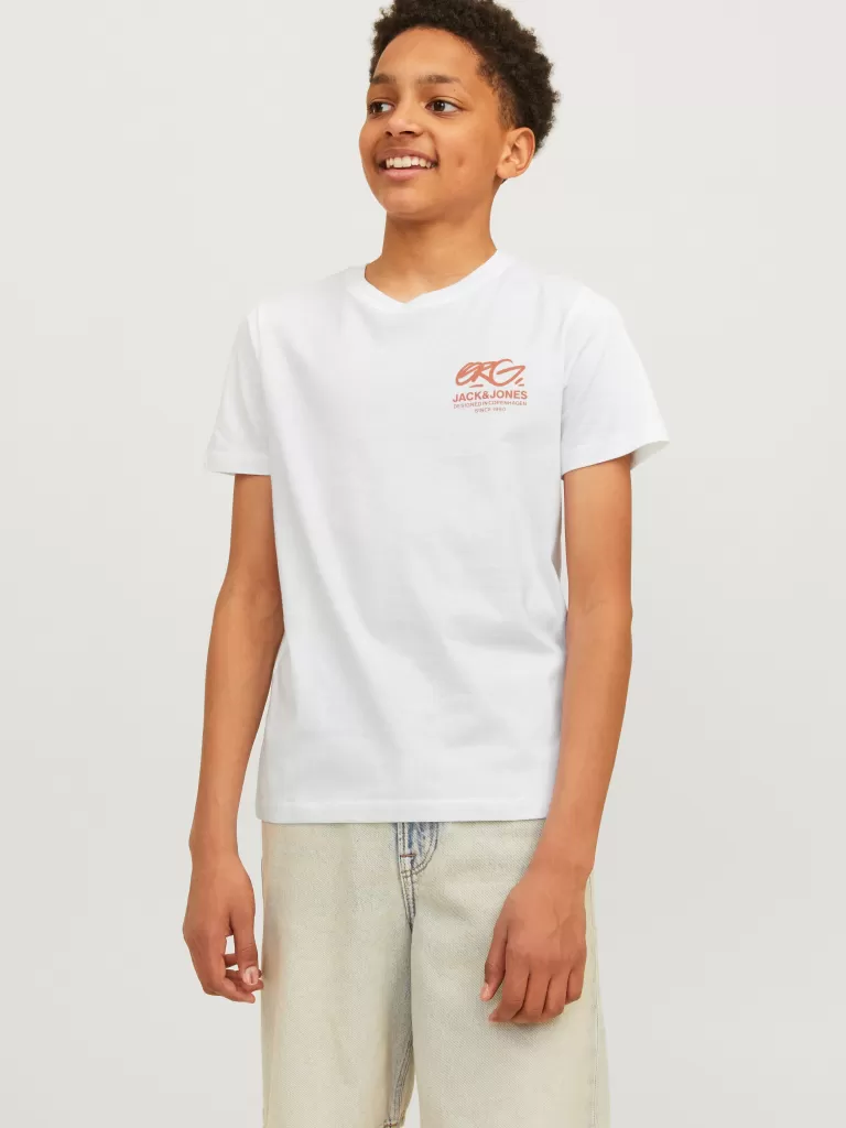 JACK & JONES Koszulki | Wyprzedaż^Nadruk T-shirt Junior Biały