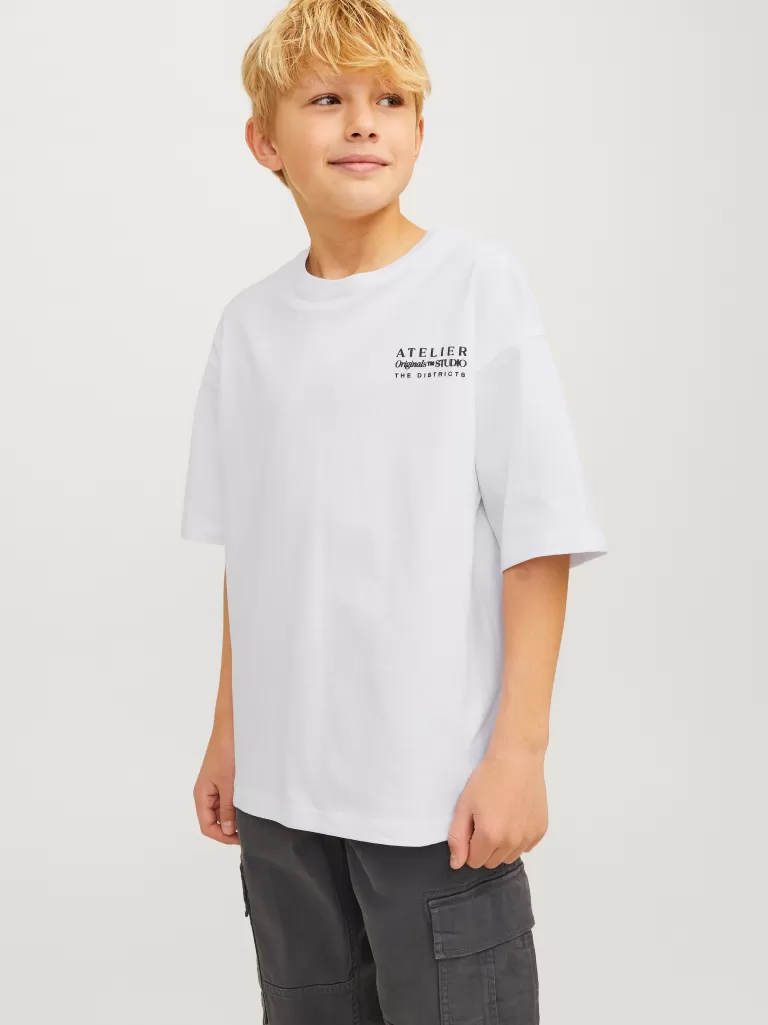 JACK & JONES Koszulki | Wyprzedaż^Nadruk T-shirt Junior Biały