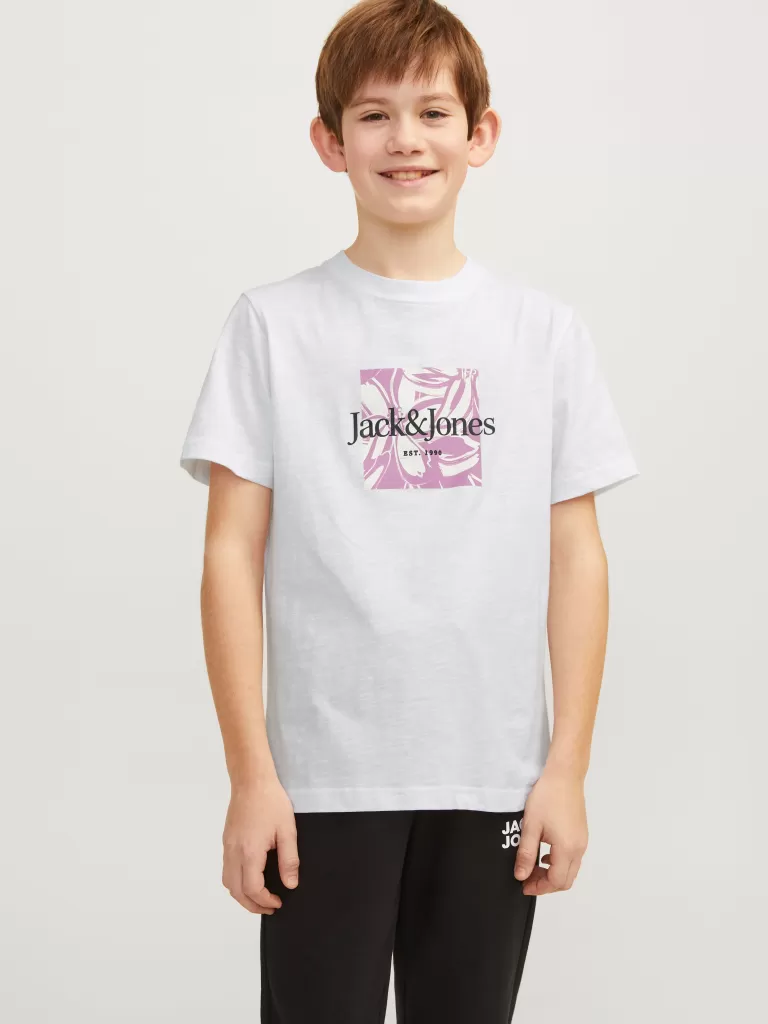 JACK & JONES Koszulki | Wyprzedaż^Nadruk T-shirt Junior Biały