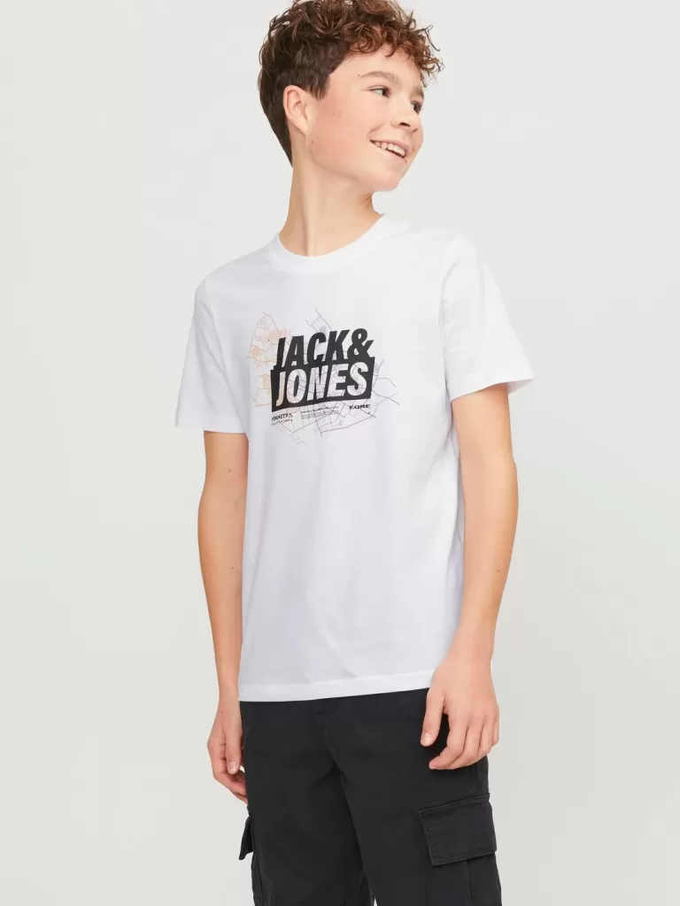 JACK & JONES Koszulki | Wyprzedaż^Nadruk T-shirt Junior Biały