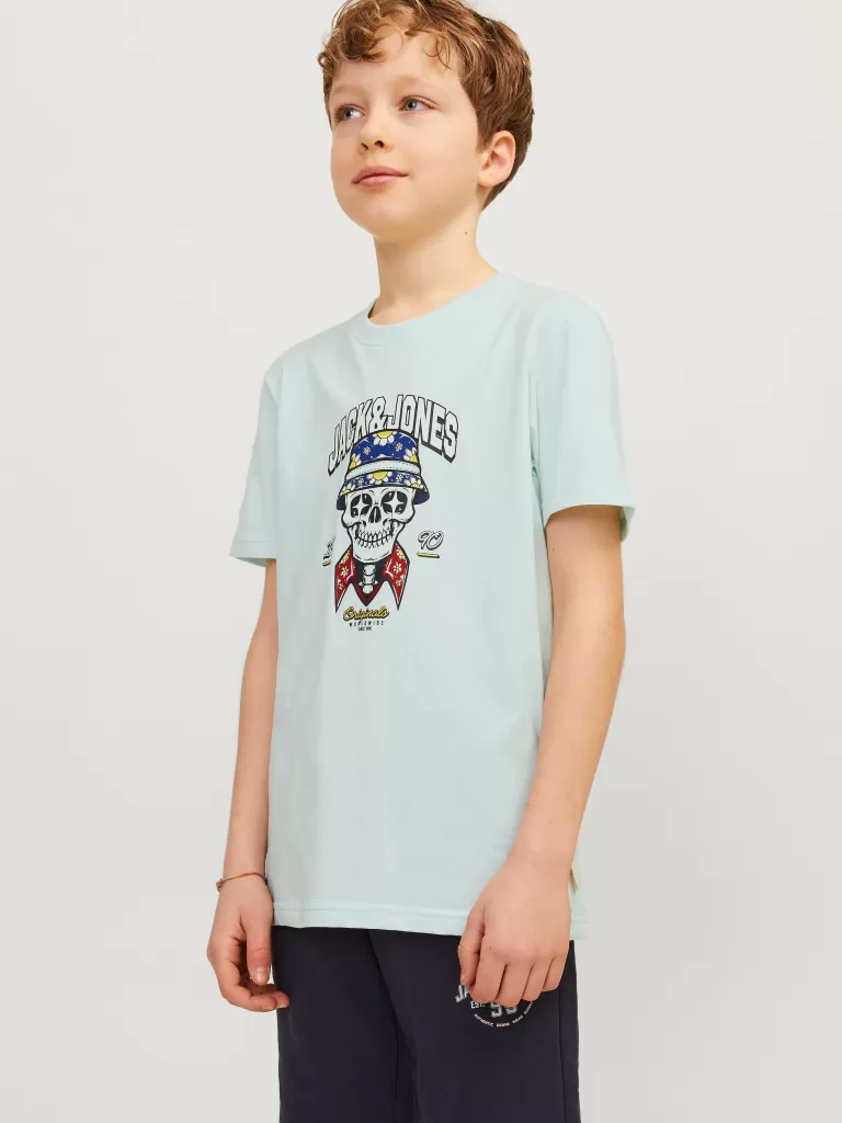 JACK & JONES Koszulki | Wyprzedaż^Nadruk T-shirt Junior Niebieski