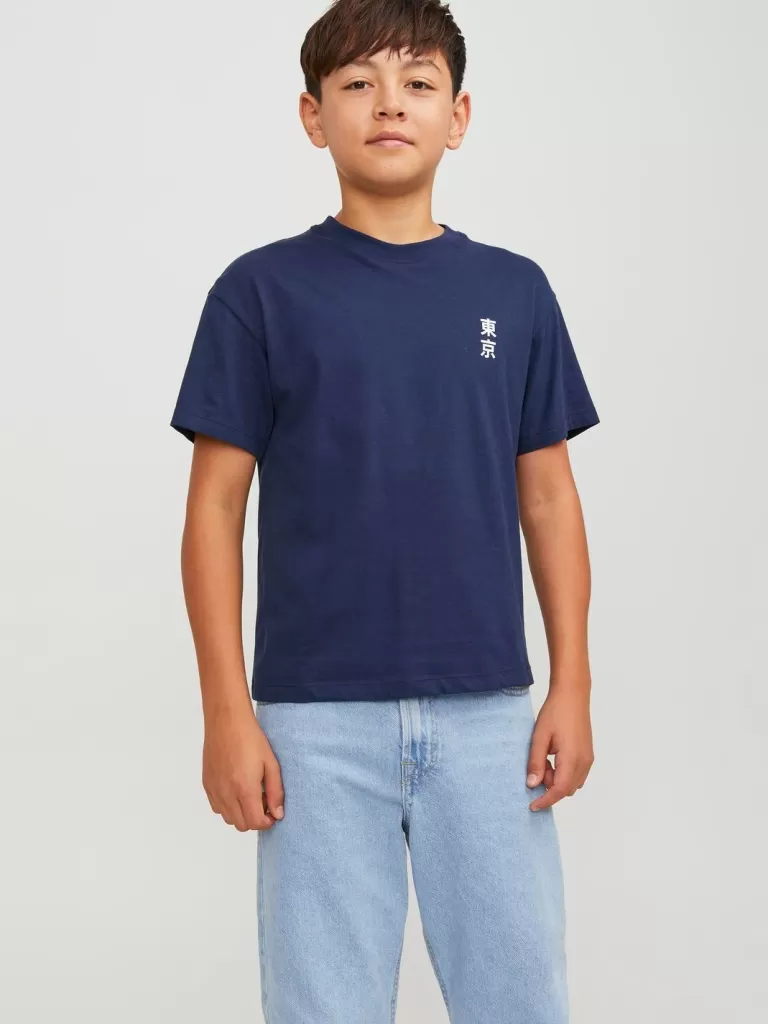 JACK & JONES Koszulki | Wyprzedaż^Nadruk T-shirt Junior Niebieski