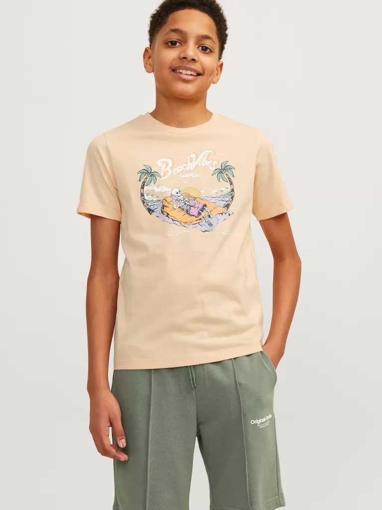 JACK & JONES Koszulki | Wyprzedaż^Nadruk T-shirt Junior Pomarańczowy