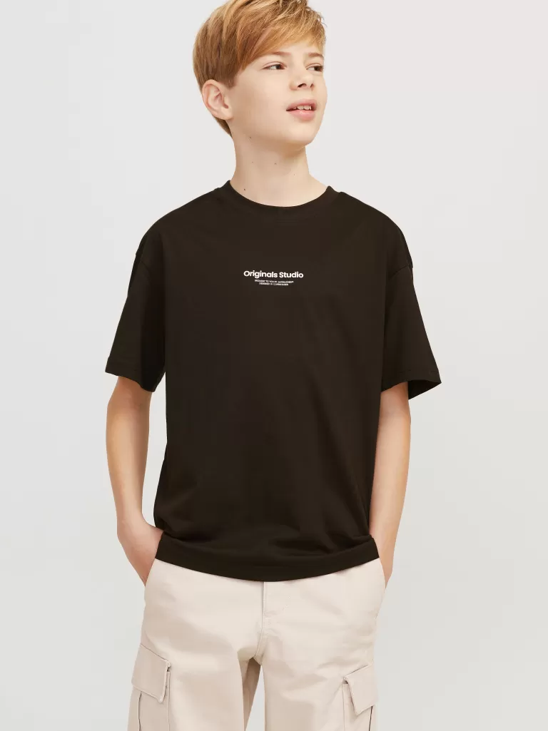JACK & JONES Koszulki^Nadruk T-shirt Junior Brązowy