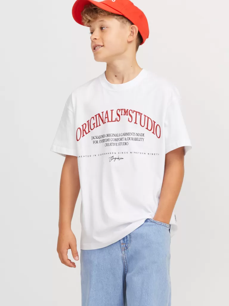 JACK & JONES Koszulki^Nadruk T-shirt Junior Biały