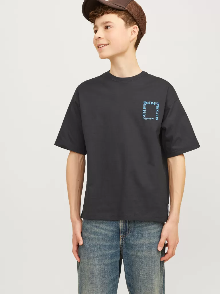 JACK & JONES Koszulki | Wyprzedaż^Nadruk T-shirt Junior Czarny