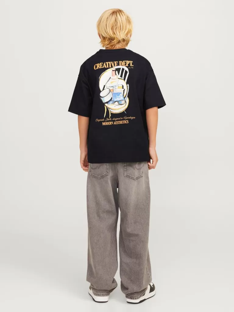 JACK & JONES Koszulki^Nadruk T-shirt Junior Czarny