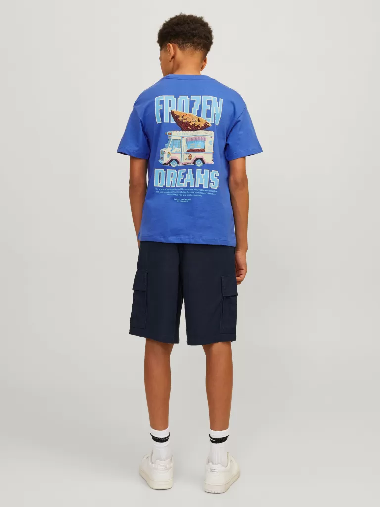 JACK & JONES Koszulki^Nadruk T-shirt Junior Niebieski