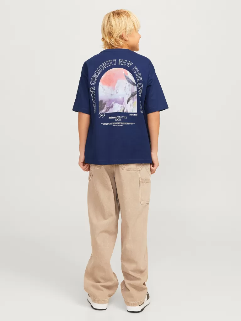 JACK & JONES Koszulki^Nadruk T-shirt Junior Niebieski