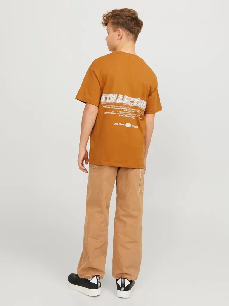JACK & JONES Koszulki | Wyprzedaż^Nadruk T-shirt Junior Pomarańczowy