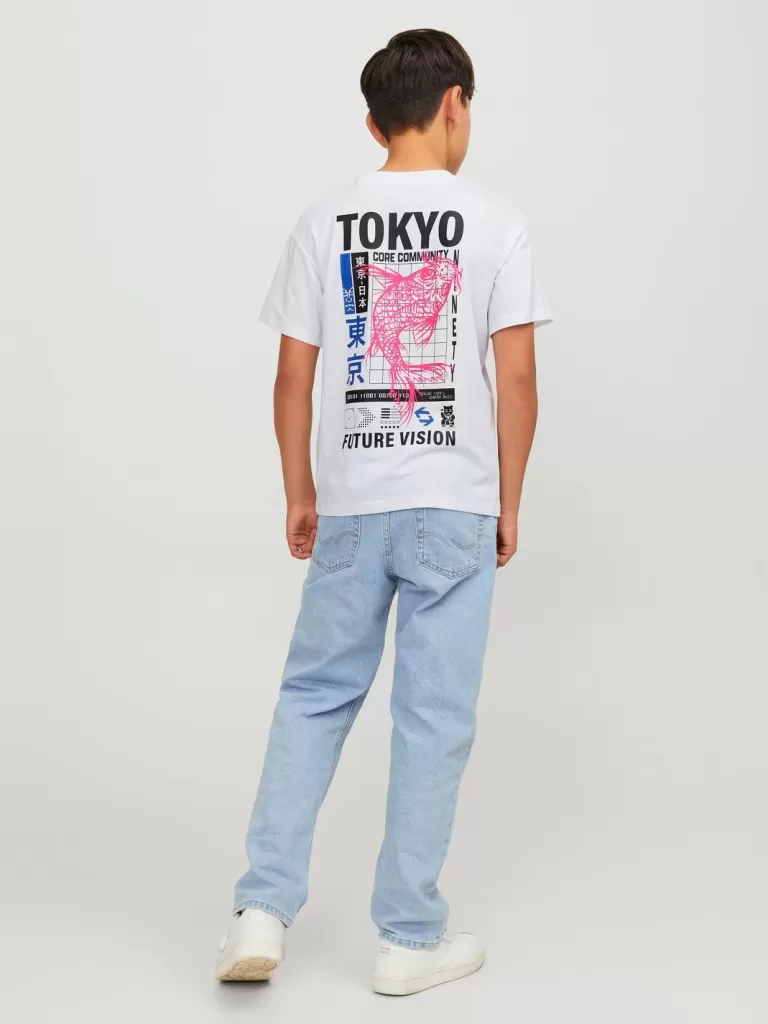 JACK & JONES Koszulki | Wyprzedaż^Nadruk T-shirt Junior Biały