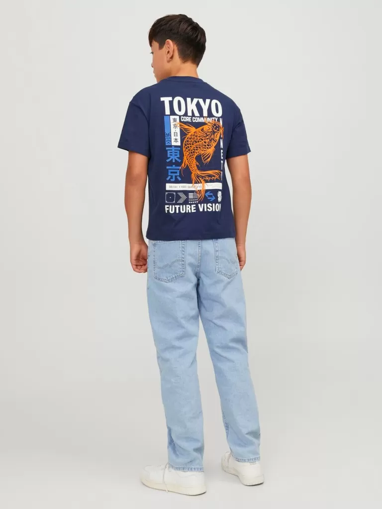 JACK & JONES Koszulki | Wyprzedaż^Nadruk T-shirt Junior Niebieski