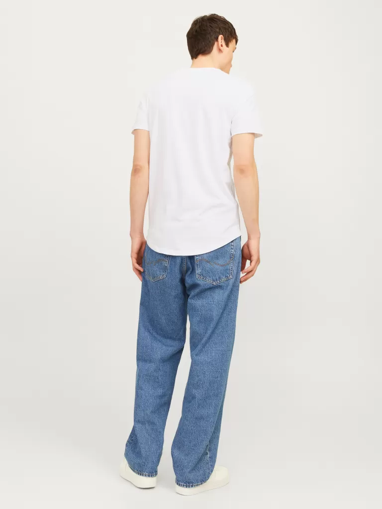 JACK & JONES Wielopaki^7-pak Gładki Okrągły dekolt T-shirt Biały