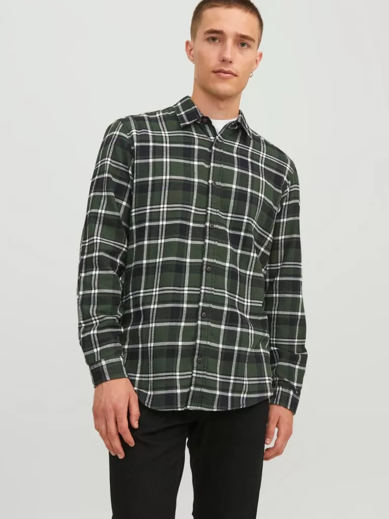 JACK & JONES Koszule^2-pak Krój slim Koszula w kratę Zielony