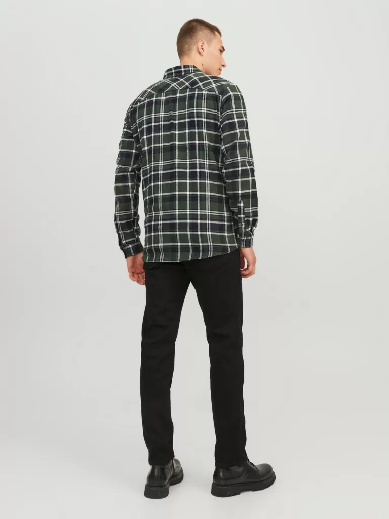 JACK & JONES Koszule^2-pak Krój slim Koszula w kratę Zielony