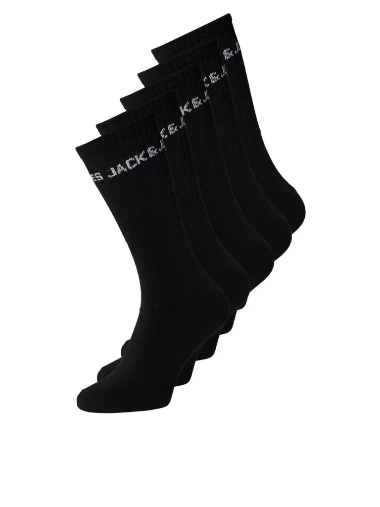 JACK & JONES Wielopaki^5-pak Skarpety tenisowe Czarny