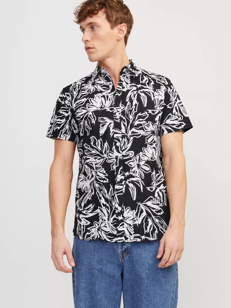 JACK & JONES Koszule^2-pak Wygodne dopasowanie Koszula Czarny