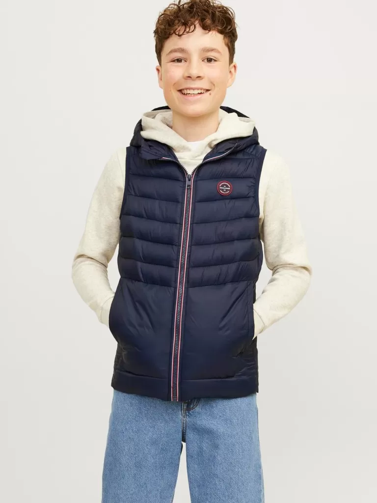JACK & JONES Kurtki^Puchowy bezrękawnik Junior Niebieski