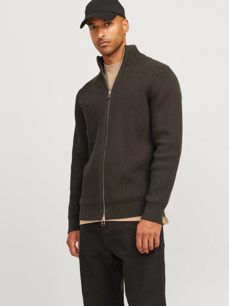 JACK & JONES Swetry^RDD Gładki Dzianinowa Kardigan Zielony